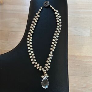 Faux pearl necklace with prism